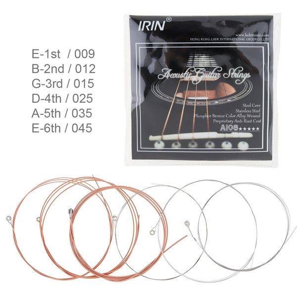 irin 6pcs/set acoustic flok guitar string 009-045 inch steel core phosphor bronze color alloy with proprietary anti-rust coat
irin 6pcs/set acoustic flok guitar string 009-045 inch steel core phosphor bronze color alloy with proprietary anti-rust coat