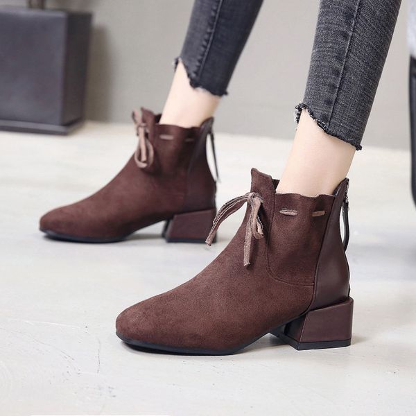 brand women's shoes lace up rubber boots low heels booties round toe bootee woman 2019 fashion mid calf rain autumn rock mid-cal, Black
brand women's shoes lace up rubber boots low heels booties round toe bootee woman 2019 fashion mid calf rain autumn rock mid-cal, Black
