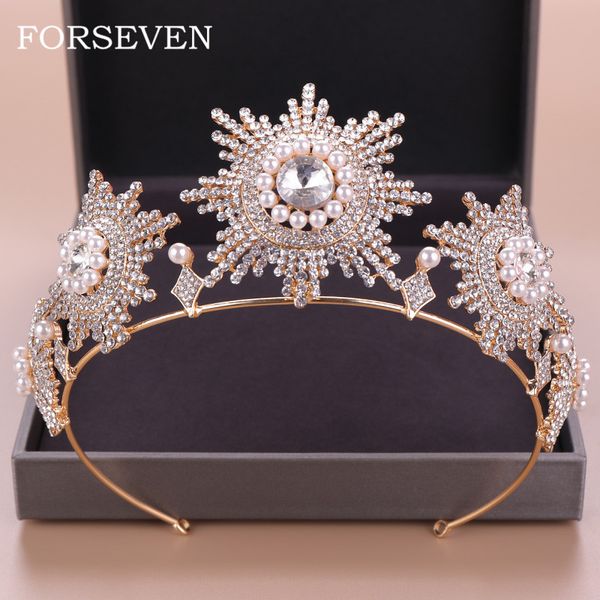 pearl rhinestone crytal crown and tiara headdress headband sun crown bride hair jewelry wedding headwear crystal crown, Golden;white
pearl rhinestone crytal crown and tiara headdress headband sun crown bride hair jewelry wedding headwear crystal crown, Golden;white