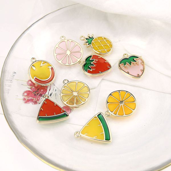 10pcs diy jewelry transparent pendant enamel fun fruit strawberry watermelon lemon charms for handmade earring necklace bracelet, Bronze;silver
10pcs diy jewelry transparent pendant enamel fun fruit strawberry watermelon lemon charms for handmade earring necklace bracelet, Bronze;silver
