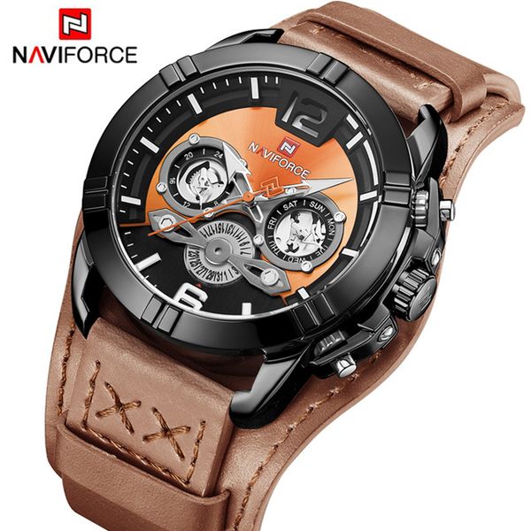 2019 new naviforce brand men casual quartz watch leather waterproof wristwatches luminous fashion sports male clock, Slivery;brown
2019 new naviforce brand men casual quartz watch leather waterproof wristwatches luminous fashion sports male clock, Slivery;brown