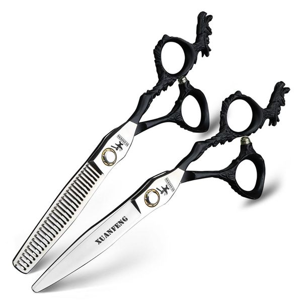 6/7 inch japanese bearing screw hair scissors set barber cutting and thinning scissors personality dragon handle hair shear
6/7 inch japanese bearing screw hair scissors set barber cutting and thinning scissors personality dragon handle hair shear