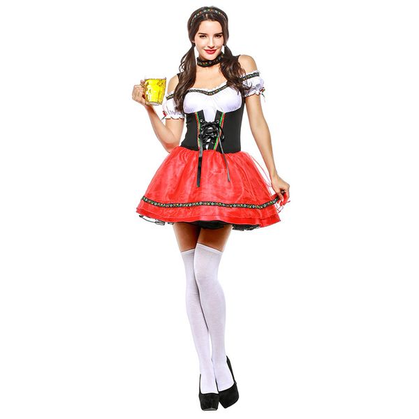 sladuo women oktoberfest halloween costume red off shoulder german bavarian beer girl festival dress, Black;red
sladuo women oktoberfest halloween costume red off shoulder german bavarian beer girl festival dress, Black;red
