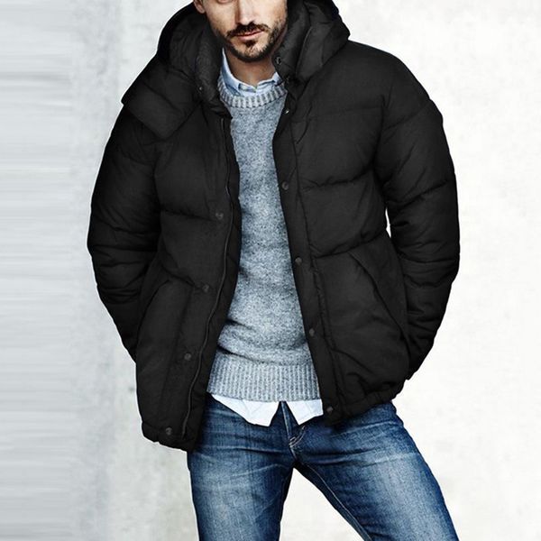 men winter warm hooded zipper jacket long sleeve padded coat outwear overcoat, Black
men winter warm hooded zipper jacket long sleeve padded coat outwear overcoat, Black