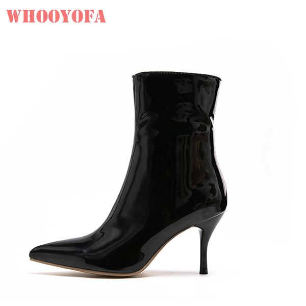 

2019 brand new black red women mid calf dress boots vogue high stiletto heels lady shoes k395 plus big size 12 43 45 47