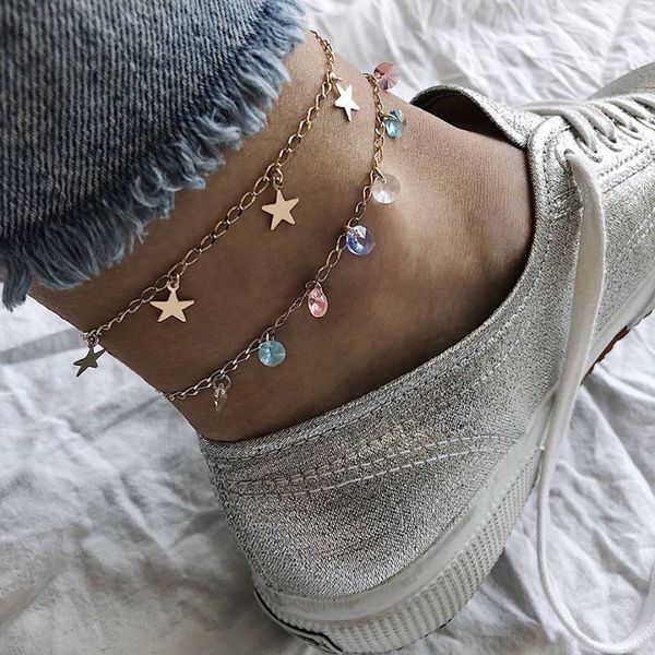 fashion pentagram star round crystal tassel multilayer anklet female charm gold anklet set clothing jewelry accessories, Red;blue
fashion pentagram star round crystal tassel multilayer anklet female charm gold anklet set clothing jewelry accessories, Red;blue