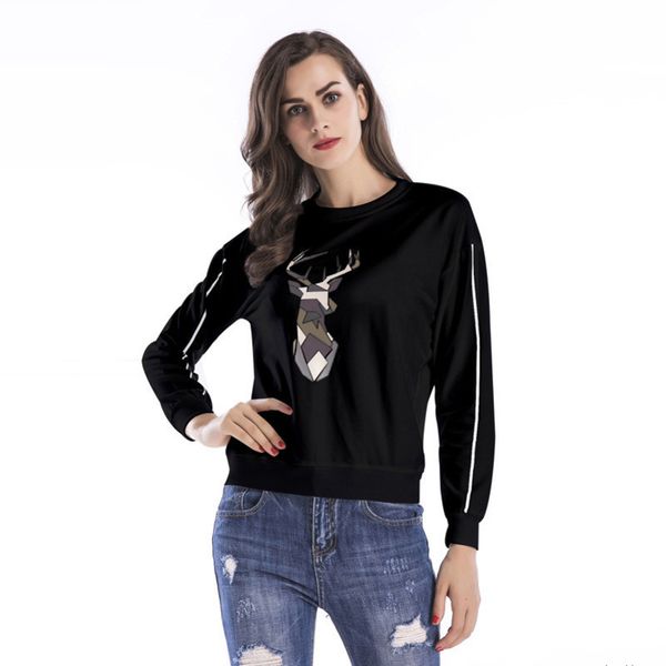 womens designer antler print sweater round neck pullover long sleeve shirt womenh, Black;brown
womens designer antler print sweater round neck pullover long sleeve shirt womenh, Black;brown