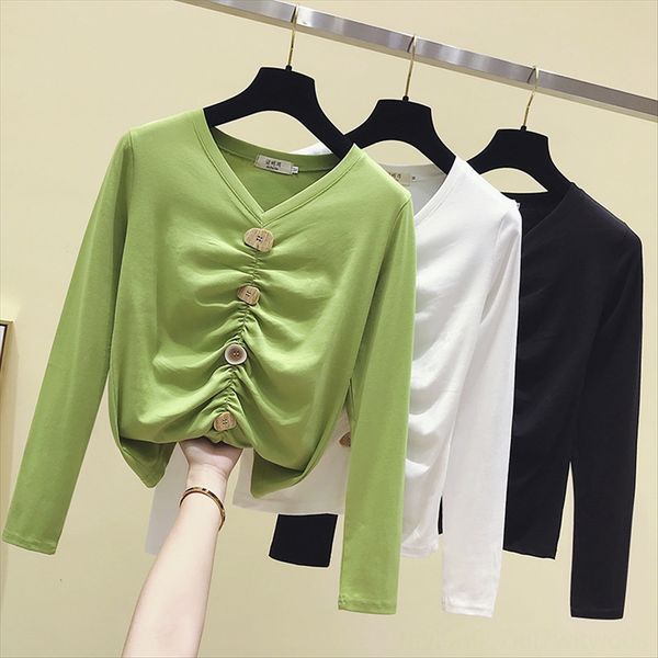 2019 autumn wrinkle v-neck long buttons button button sleeve t- female ins scheming t-shirt base shirt female, White
2019 autumn wrinkle v-neck long buttons button button sleeve t- female ins scheming t-shirt base shirt female, White