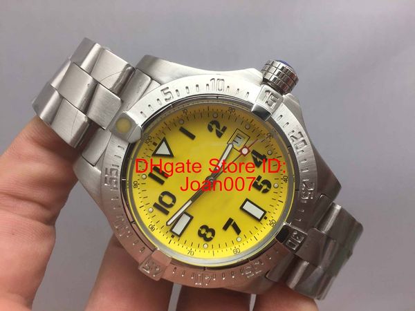 New Avenger II Seawolf 45mm A1733110/I519/169A Yellow Dial Automatic Men's Watch Luxury Brand Stainless Steel Bracelet AAA Quality Watches
New Avenger II Seawolf 45mm A1733110/I519/169A Yellow Dial Automatic Men's Watch Luxury Brand Stainless Steel Bracelet AAA Quality Watches
