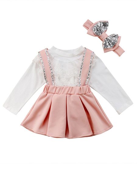baby girls clothes set shirt + suspender skirt+ sequins bow headband 3 pcs lace boutique ins autumn long sleeve shirt, White
baby girls clothes set shirt + suspender skirt+ sequins bow headband 3 pcs lace boutique ins autumn long sleeve shirt, White