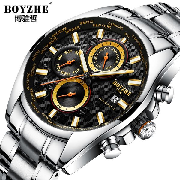 boyzhe brand mens wristwatches automatic mechanical business man watches stainless steel waterproof multifunction male clocks, Slivery;brown
boyzhe brand mens wristwatches automatic mechanical business man watches stainless steel waterproof multifunction male clocks, Slivery;brown