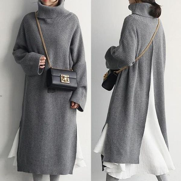 autumn winter knitted dress women turtleneck long sleeve warm sweater dress casual solid loose dresses vestido lj102, White;black
autumn winter knitted dress women turtleneck long sleeve warm sweater dress casual solid loose dresses vestido lj102, White;black