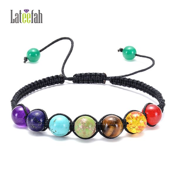 lateefah natural turquoise agate seven chakra braided bracelet energy balance bead yoga bracelet for unisex, Black
lateefah natural turquoise agate seven chakra braided bracelet energy balance bead yoga bracelet for unisex, Black