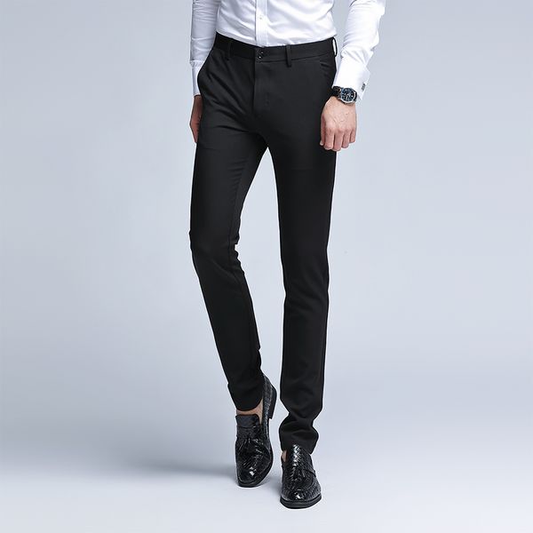 men's pants autumn trousers british style straight business fashion casual suits slim male streetwear solid elastic masculino, Black
men's pants autumn trousers british style straight business fashion casual suits slim male streetwear solid elastic masculino, Black