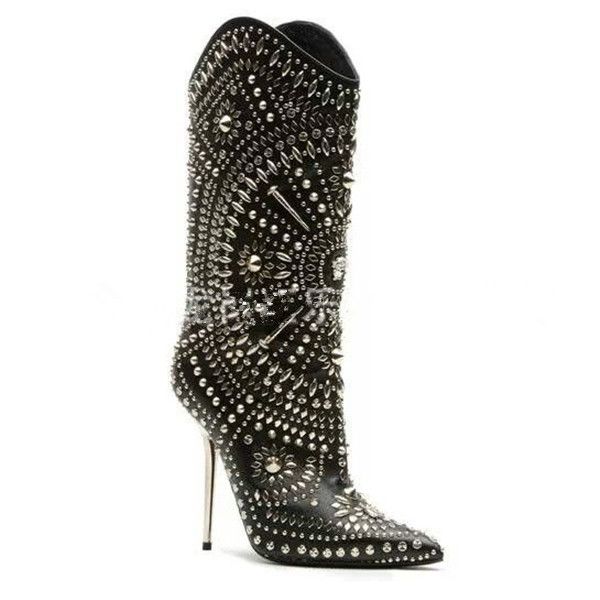 silver stiletto heel pointed toe ankle boots beading party shoes nightclub dancing high heels, Black
silver stiletto heel pointed toe ankle boots beading party shoes nightclub dancing high heels, Black
