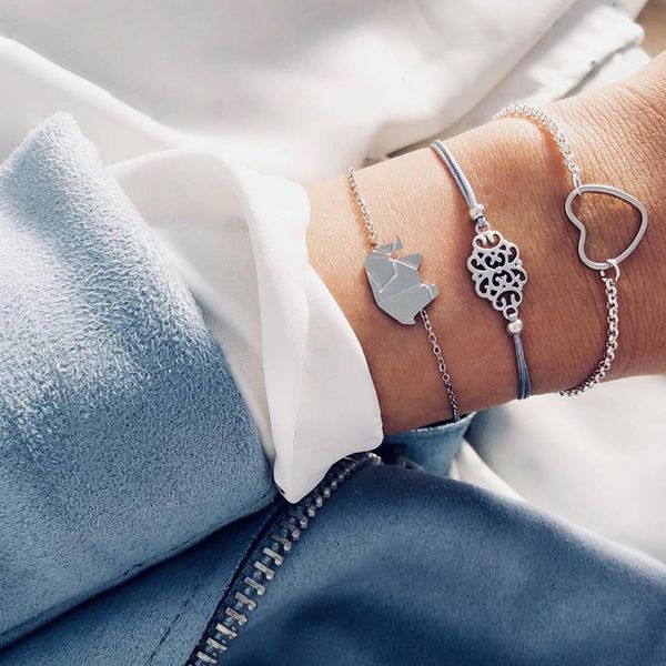 3pcs/set fashion weave personalized elephant heart shape bracelet for women chain bracelet party jewelry gift rope chain metal, Black
3pcs/set fashion weave personalized elephant heart shape bracelet for women chain bracelet party jewelry gift rope chain metal, Black
