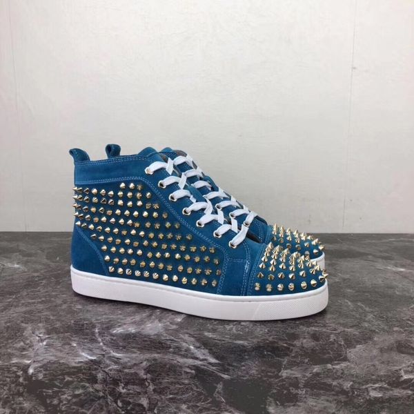 2019 Brand Designer Sneakers high-Top real suede leather gold spikes flat Red Bottom For Men and Women Sneakers Designer Shoes
2019 Brand Designer Sneakers high-Top real suede leather gold spikes flat Red Bottom For Men and Women Sneakers Designer Shoes