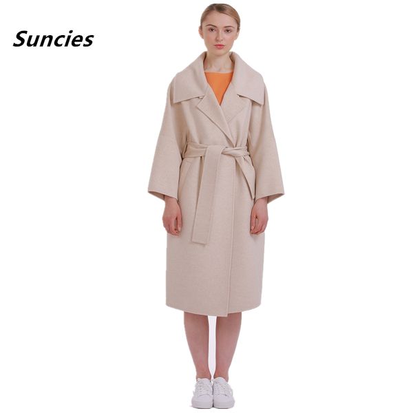 2019 autumn and winter clothing new large size women's solid color tie windbreaker loose coat long wool coat, Black
2019 autumn and winter clothing new large size women's solid color tie windbreaker loose coat long wool coat, Black