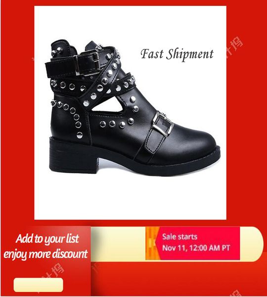 retro rivet motorcycle women's leather ankle boots 2019 gothic autumn buckle martin low heel short boot cowboy shoes mx200324, Black
retro rivet motorcycle women's leather ankle boots 2019 gothic autumn buckle martin low heel short boot cowboy shoes mx200324, Black