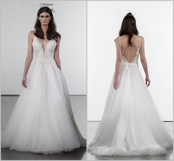 2019 pnina tornai princess wedding dresses v neck backless lace beach bridal gowns sweep train tulle beach wedding dress cheap, White
2019 pnina tornai princess wedding dresses v neck backless lace beach bridal gowns sweep train tulle beach wedding dress cheap, White