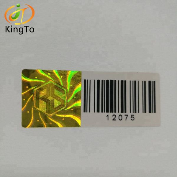 Golden Laser Hologram Sticker Label With Barcode