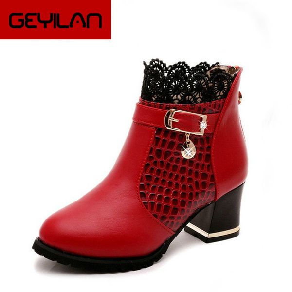 women pu pattern ankle boots shoes lace cuff thick heel women boots fall winter fashion black/red shoes mujer
women pu pattern ankle boots shoes lace cuff thick heel women boots fall winter fashion black/red shoes mujer