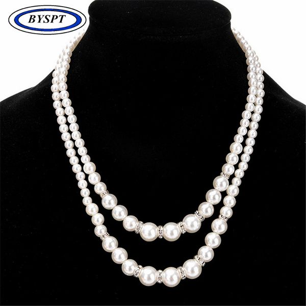 byspt trendy multilayer simulated pearl necklaces for women wedding jewelry statement rhinestones beaded necklace for women gift, Silver
byspt trendy multilayer simulated pearl necklaces for women wedding jewelry statement rhinestones beaded necklace for women gift, Silver
