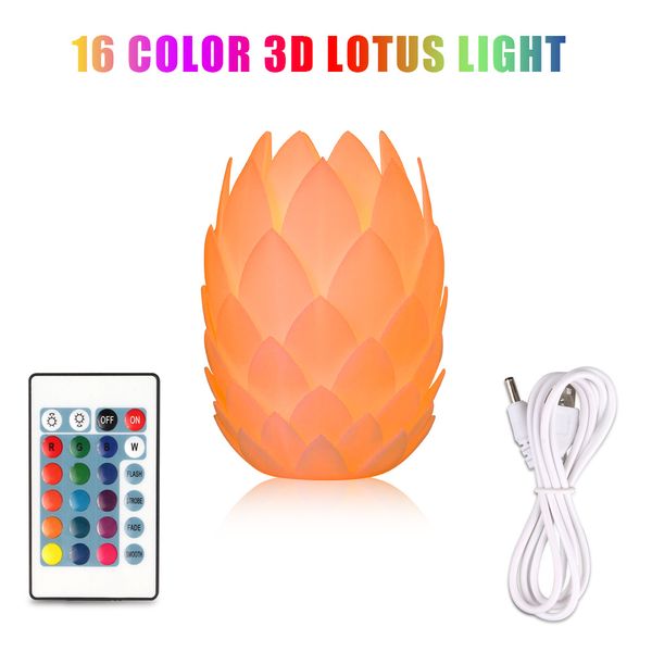 3d led night light 16 colors lotus shape night lights creative touch switch with remote control for bedroom party decoration
3d led night light 16 colors lotus shape night lights creative touch switch with remote control for bedroom party decoration