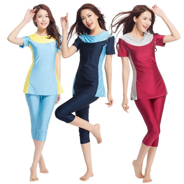 2019 fashion separate modest swimsuit with pants womens muslim swimwear short sleeve surf swim clothing ladies bathing suit, Red
2019 fashion separate modest swimsuit with pants womens muslim swimwear short sleeve surf swim clothing ladies bathing suit, Red