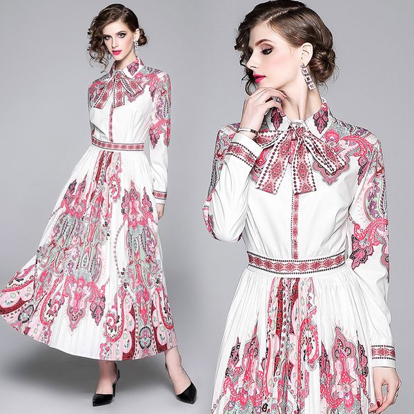vintage printed luxury bow maxi dress women spring autumn long sleeve party prom pleated ladies plus size runway shirt dresses, Black;gray
vintage printed luxury bow maxi dress women spring autumn long sleeve party prom pleated ladies plus size runway shirt dresses, Black;gray
