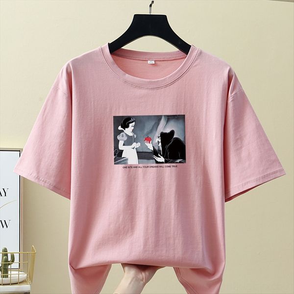 95 cotton 2020 large size short sleeve women's summer round collar casual loose women's t-shirt t-shirt top, White
95 cotton 2020 large size short sleeve women's summer round collar casual loose women's t-shirt t-shirt top, White