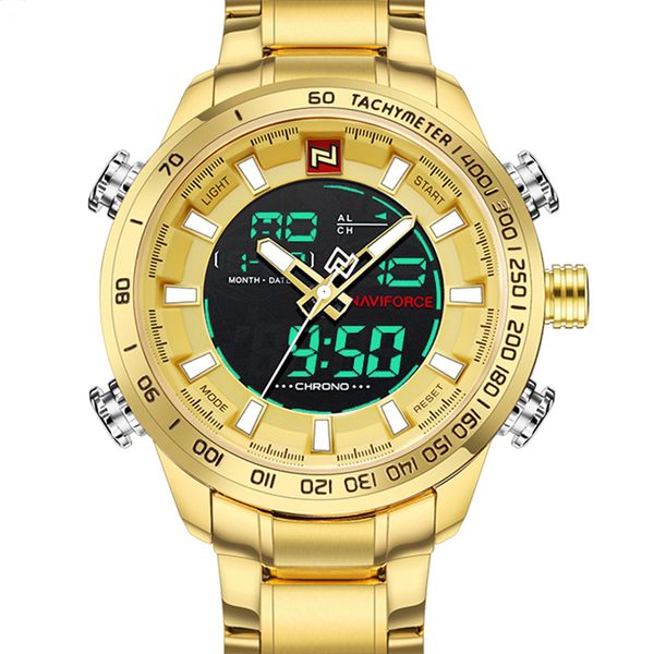 naviforce mens watches luxury gold steel strap waterproof sports led digital quartz wristwatch clock relogio masculino, Slivery;brown
naviforce mens watches luxury gold steel strap waterproof sports led digital quartz wristwatch clock relogio masculino, Slivery;brown