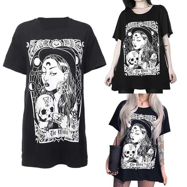 women loose black t-shirts gothic punk harajuku cartoon peinted t-shirts halloween party long female t-shirt, White
women loose black t-shirts gothic punk harajuku cartoon peinted t-shirts halloween party long female t-shirt, White
