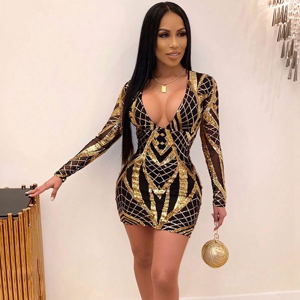 autumn women sequin dress long sleeve elegant bodycon party dress sheath deep v neck gold glitter backless short mini club, Black;gray
autumn women sequin dress long sleeve elegant bodycon party dress sheath deep v neck gold glitter backless short mini club, Black;gray