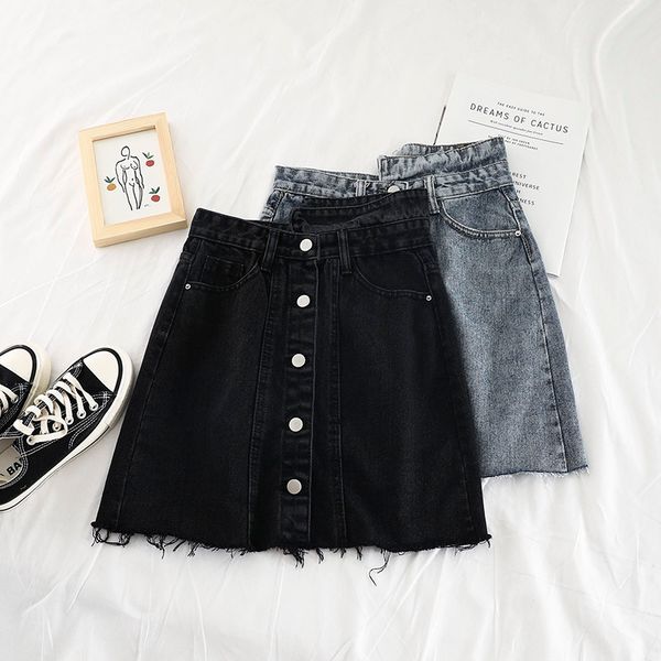 single-breasted denim skirt for summer women chic retro high waist wild student a word package hip skirt female harajuku, Black
single-breasted denim skirt for summer women chic retro high waist wild student a word package hip skirt female harajuku, Black