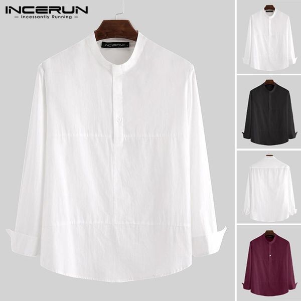 men chinese style long sleeve cotton shirt brand chic solid stand collar 2020 men business casual blouse henley incerun t200417, White;black
men chinese style long sleeve cotton shirt brand chic solid stand collar 2020 men business casual blouse henley incerun t200417, White;black