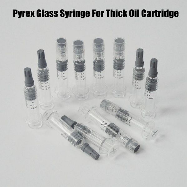 

1мл Luer Head Luer Замок стекла Шприц Pyrex Glass Injector С Измерение Марка Для густого масла Испаритель Vpae Картриджи Clear Color DHL