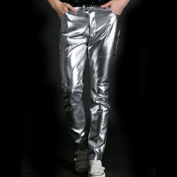 new arrival silver men's singer cool male fashion pants night club party pu slim fit trousers plus size, Black
new arrival silver men's singer cool male fashion pants night club party pu slim fit trousers plus size, Black