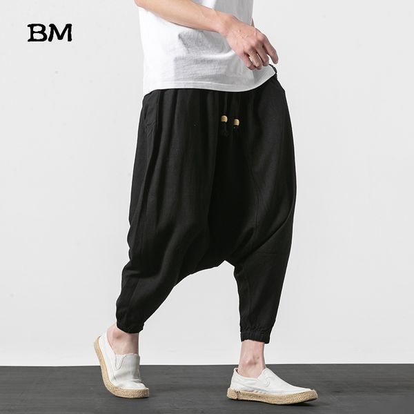 style chinese elastic hip men's harmen cross-pants hop cotton wide loose hakama baggy linen pants harajuku trousers leg waist whjhb, Black
style chinese elastic hip men's harmen cross-pants hop cotton wide loose hakama baggy linen pants harajuku trousers leg waist whjhb, Black
