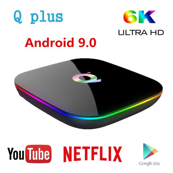 

q plus smart tv box android 9.0 tv box 4gb ram 32gb 64gb rom 6k h.265 usb3.0 netflix allwinner h6 pk t95 s905x3 set box