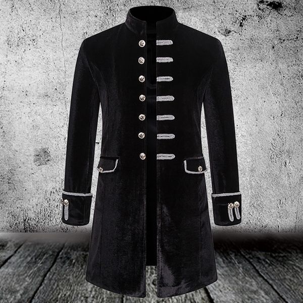 shujin men trench coat steampunk blend jacket medieval costume men long sleeve gothic brocade jacket vintage stand collar coat, Black
shujin men trench coat steampunk blend jacket medieval costume men long sleeve gothic brocade jacket vintage stand collar coat, Black
