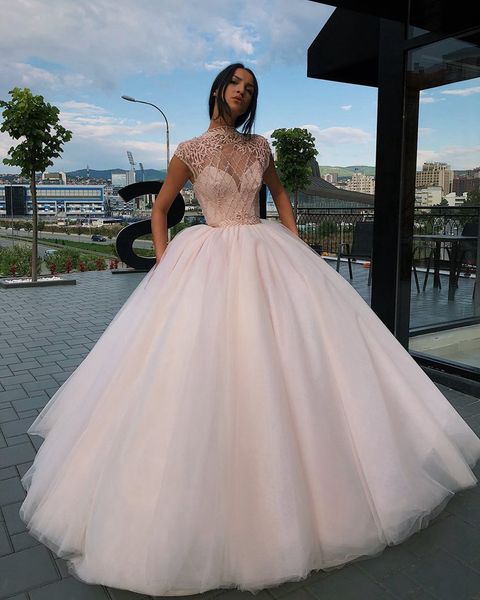 blush pink lace appliqued высокой шеи свадебные платья luxury seuqined бисером бальное платье плюс размер свадебное платье saudi arabic дуба, White
blush pink lace appliqued высокой шеи свадебные платья luxury seuqined бисером бальное платье плюс размер свадебное платье saudi arabic дуба, White