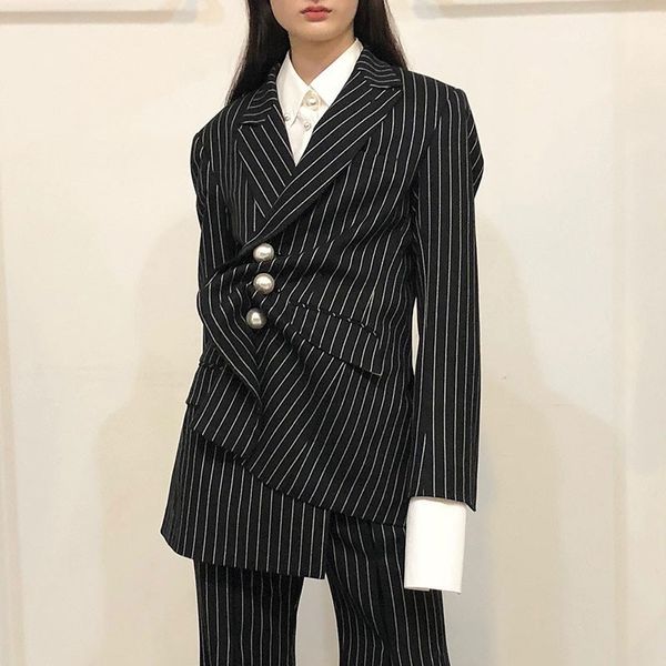 to gladself irregular women's suits long sleeve pearls vertical striped blazer coat female fashion irregular elegant autumn 2018, White;black
to gladself irregular women's suits long sleeve pearls vertical striped blazer coat female fashion irregular elegant autumn 2018, White;black