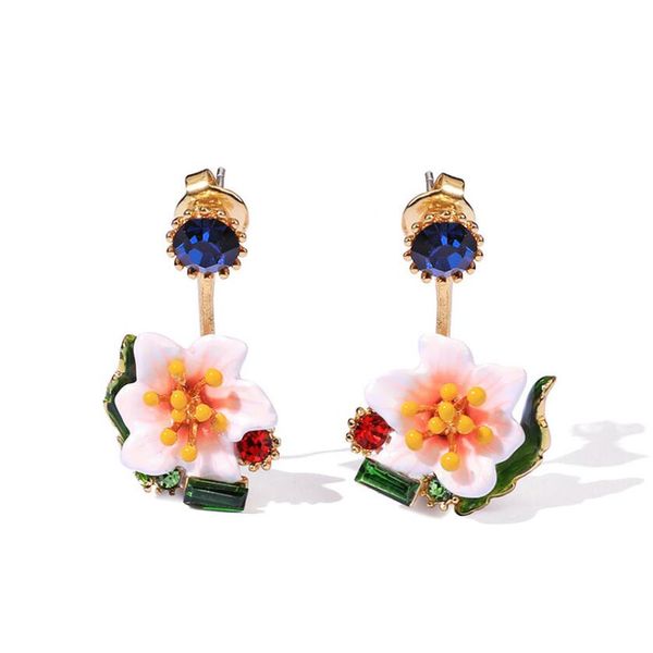 csxjd 2019 new enamel glaze rear hanging separable earrings pink flower crystal earrings, Silver
csxjd 2019 new enamel glaze rear hanging separable earrings pink flower crystal earrings, Silver