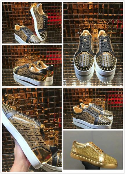 2020men women red bottom sneakers golden snake genuine leather high studded spikes flats shoes fashion casual shoes, Black
2020men women red bottom sneakers golden snake genuine leather high studded spikes flats shoes fashion casual shoes, Black
