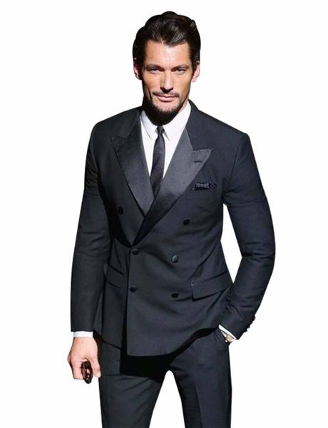 men's two-piece slim fit double breasted suit jacket & pleated pants set, White;black
men's two-piece slim fit double breasted suit jacket & pleated pants set, White;black