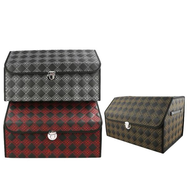 pu leather trunk organizer box storage bag folding car trunk stowing tidying with metal lock
pu leather trunk organizer box storage bag folding car trunk stowing tidying with metal lock