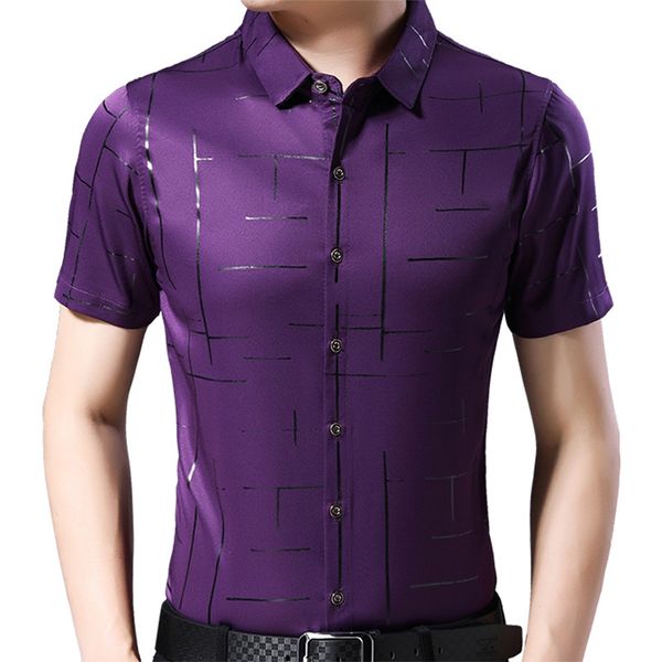 men's casual shirts men shirt male dress fashion short sleeve luxury striped formal social business blouse, White;black
men's casual shirts men shirt male dress fashion short sleeve luxury striped formal social business blouse, White;black