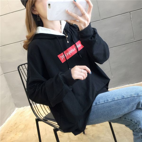 hoodie women's dress 2019 autumn new style korean-style lettered loose-fit coat fashion, Black
hoodie women's dress 2019 autumn new style korean-style lettered loose-fit coat fashion, Black