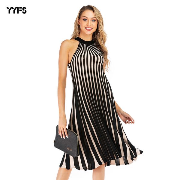 womens designer large size trend loose striped temperament long strap knit dress summer, Black;gray
womens designer large size trend loose striped temperament long strap knit dress summer, Black;gray